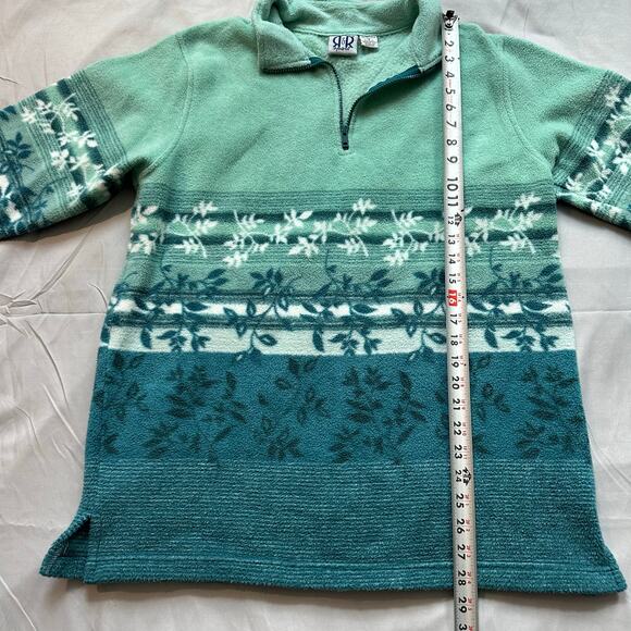 Vintage R&R Sport Green Ombre, Vine Design, Quarter Zip Up, Fleece Sweater- M - Picture 7 of 7